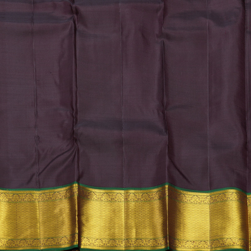 Hayagrivas Handloom Half-White Kanjivaram Silk Saree with Bottle Green Border KBF604G11-1