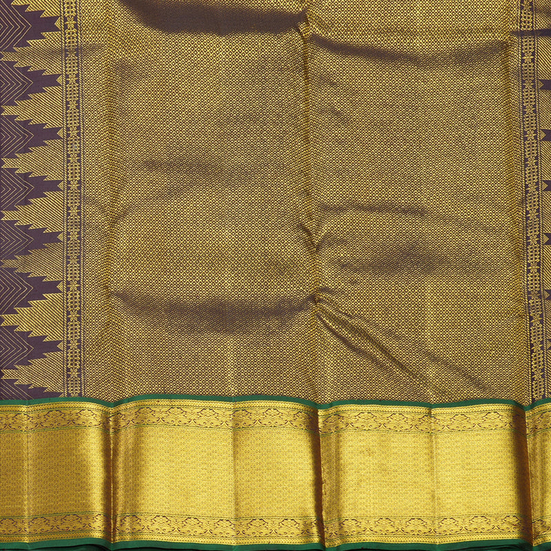 Hayagrivas Handloom Half-White Kanjivaram Silk Saree with Bottle Green Border KBF604G11-1