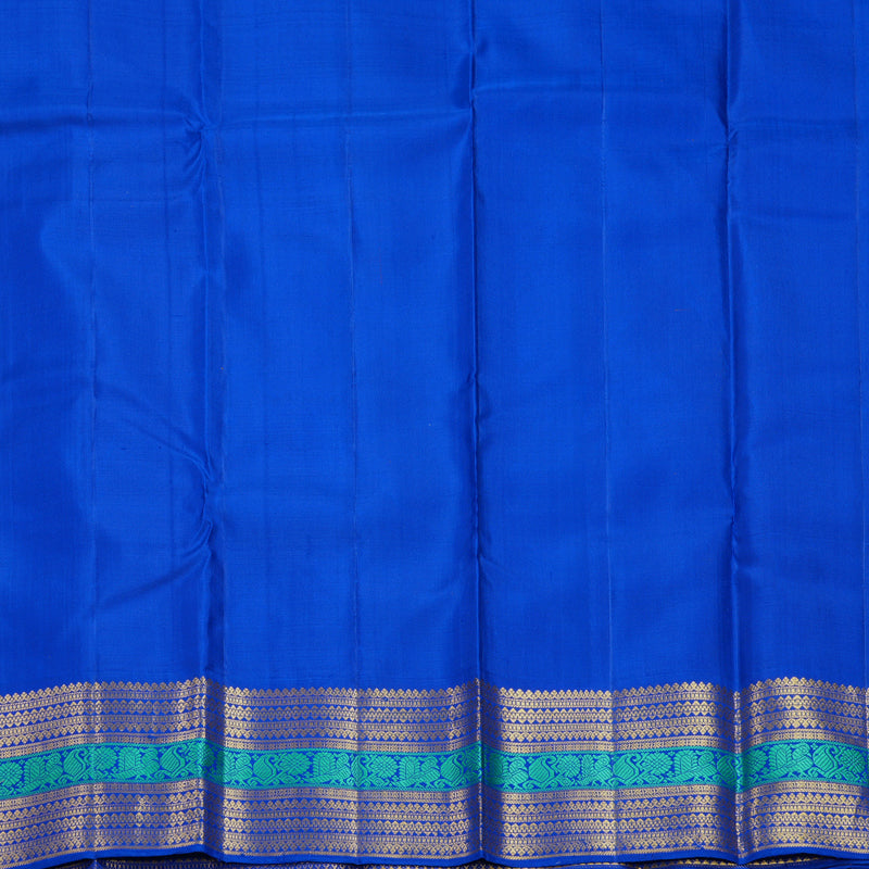 Hayagrivas Handloom Orange Kanjivaram Silk Saree with MS Blue Border KBF604G12-1