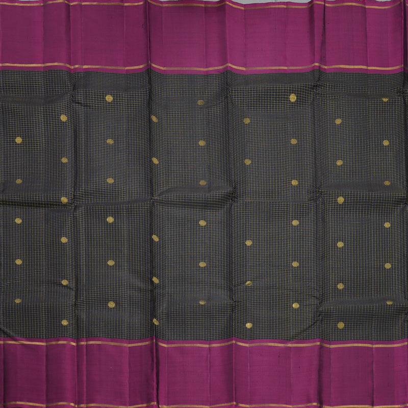Hayagrivas Handloom Black Kanjivaram Silk Saree with Purple Border KBF604G13-1