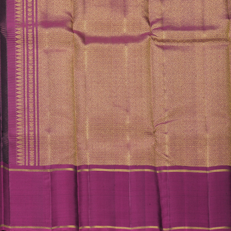 Hayagrivas Handloom Black Kanjivaram Silk Saree with Purple Border KBF604G13-1