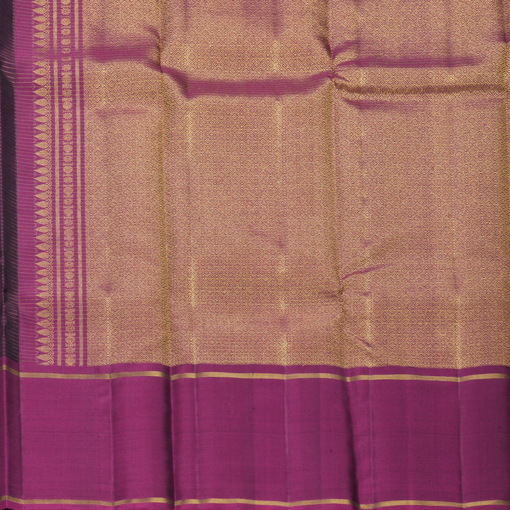 Hayagrivas Handloom Black Kanjivaram Silk Saree with Purple Border KBF604G13-1