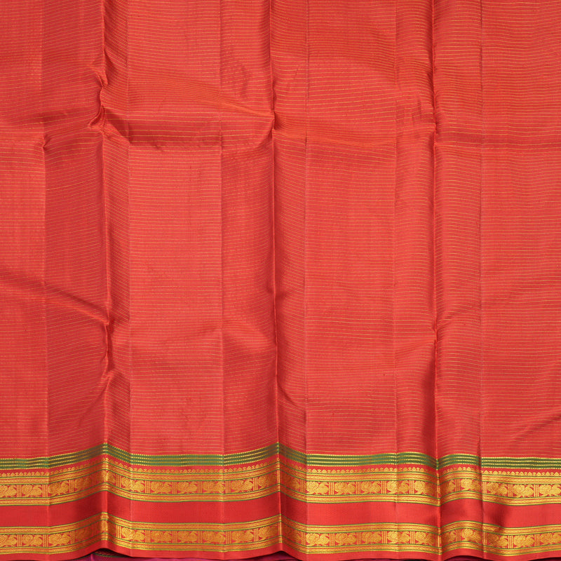 Hayagrivas Handloom Purple Kanjivaram Silk Saree with Reddish-Pink Border KBF604G15-1
