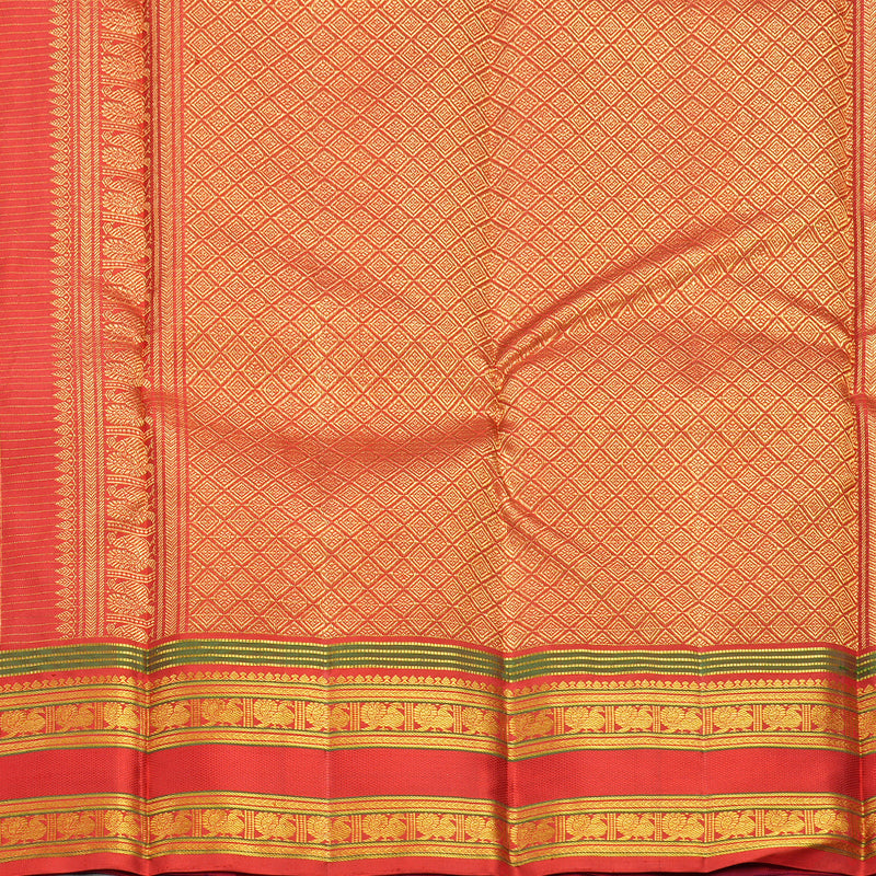 Hayagrivas Handloom Purple Kanjivaram Silk Saree with Reddish-Pink Border KBF604G15-1