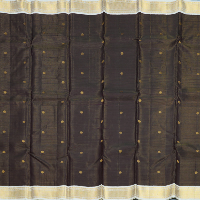 Hayagrivas Handloom Kanchana Brown Kanjivaram Silk Saree with Milk-White Border KBF604G16-1