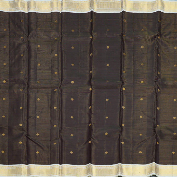 Hayagrivas Handloom Kanchana Brown Kanjivaram Silk Saree with Milk-White Border KBF604G16-1