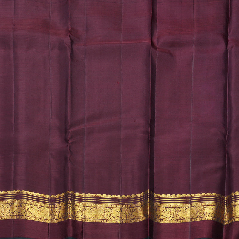 Hayagrivas Handloom Olive Green Kanjivaram Silk Saree with Wine Maroon Border KBF604G17-1