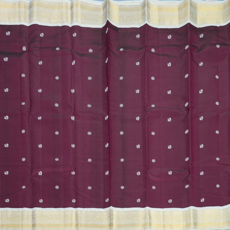 Hayagrivas Handloom Purple Kanjivaram Silk Saree with Half-White Border KBF604G2-1
