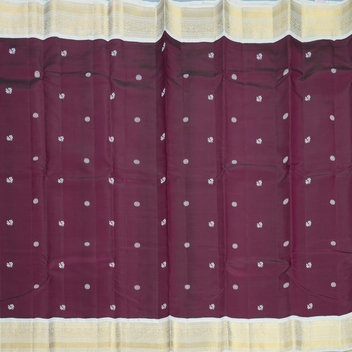Hayagrivas Handloom Purple Kanjivaram Silk Saree with Half-White Border KBF604G2-1