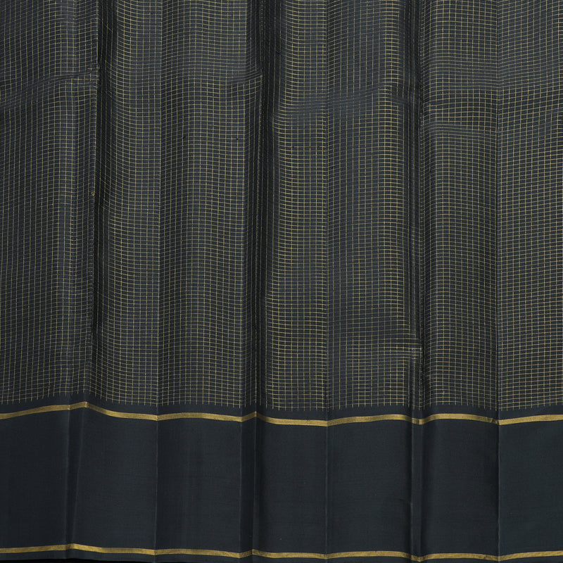 Hayagrivas Handloom Grey Kanjivaram Silk Saree with Black Border KBF604G3-1