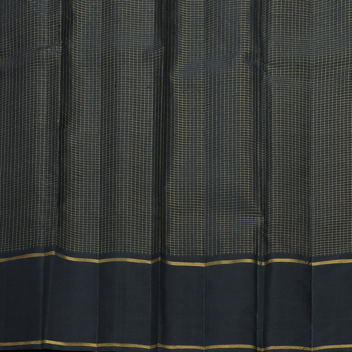 Hayagrivas Handloom Grey Kanjivaram Silk Saree with Black Border KBF604G3-1