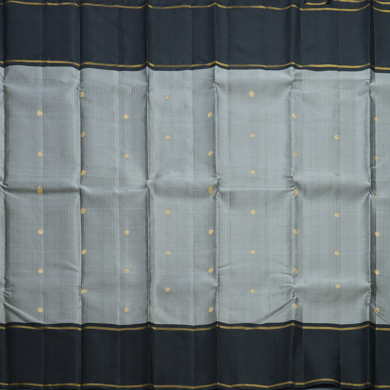 Hayagrivas Handloom Grey Kanjivaram Silk Saree with Black Border KBF604G3-1