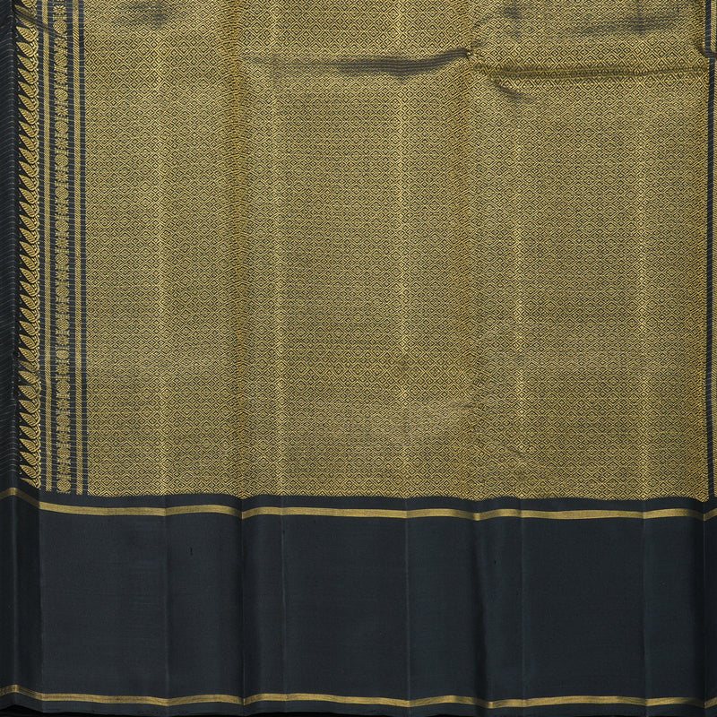 Hayagrivas Handloom Grey Kanjivaram Silk Saree with Black Border KBF604G3-1