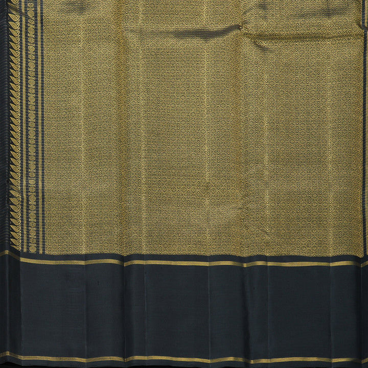 Hayagrivas Handloom Grey Kanjivaram Silk Saree with Black Border KBF604G3-1