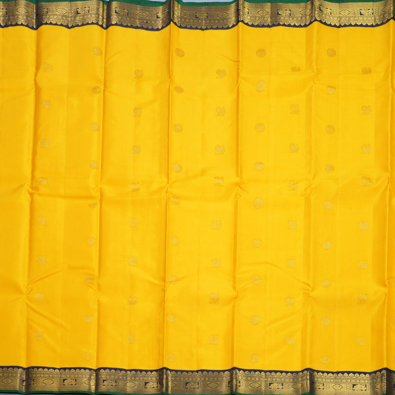 Hayagrivas Handloom Yellow Kanjivaram Silk Saree with Karum Neelam Border KBF604G4-1