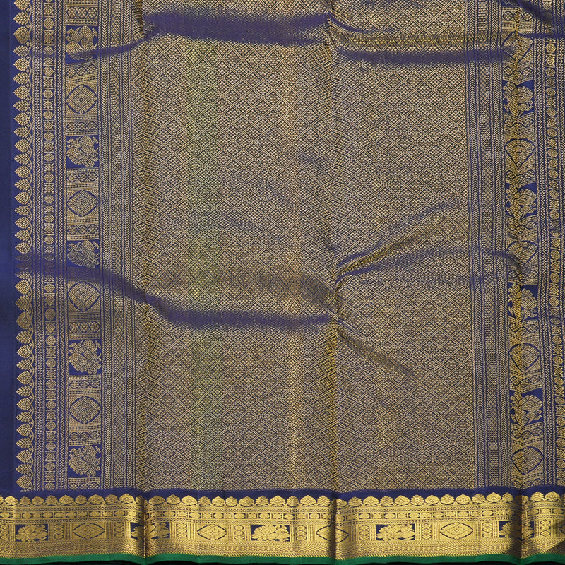 Hayagrivas Handloom Yellow Kanjivaram Silk Saree with Karum Neelam Border KBF604G4-1