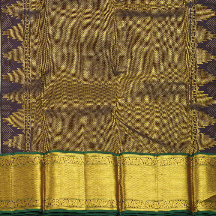 Hayagrivas Handloom Half-White Kanjivaram Silk Saree with Nagapazham Border KBF604G6-1