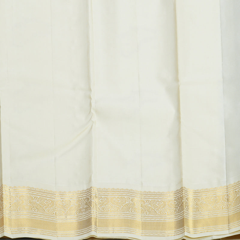 Hayagrivas Handloom MS Blue Kanjivaram Silk Saree with Half-White Border KBF604G8-3
