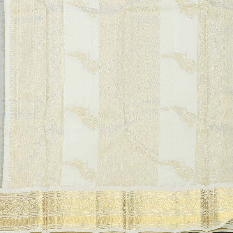 Hayagrivas Handloom MS Blue Kanjivaram Silk Saree with Half-White Border KBF604G8-3