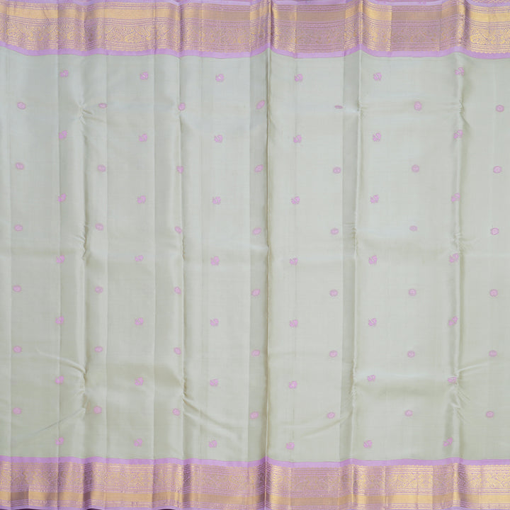 Hayagrivas Handloom Cream Kanjivaram Silk Saree with Lilac Border KBF604G8-4