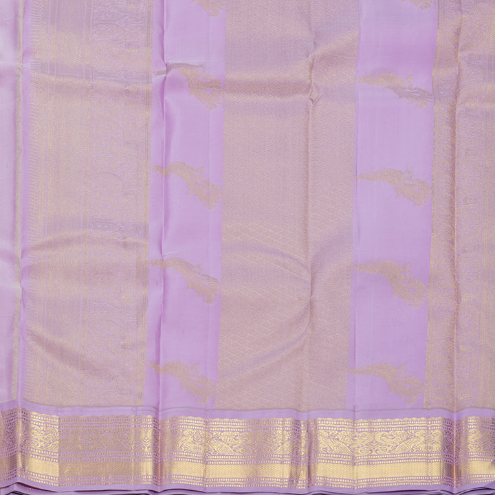 Hayagrivas Handloom Cream Kanjivaram Silk Saree with Lilac Border KBF604G8-4