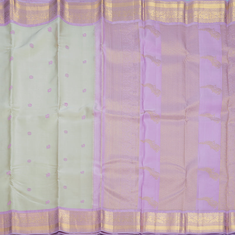 Hayagrivas Handloom Cream Kanjivaram Silk Saree with Lilac Border KBF604G8-4
