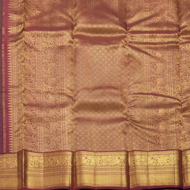 Hayagrivas Handloom Green Kanjivaram Silk Saree with Maroon Border KBF605G1-2