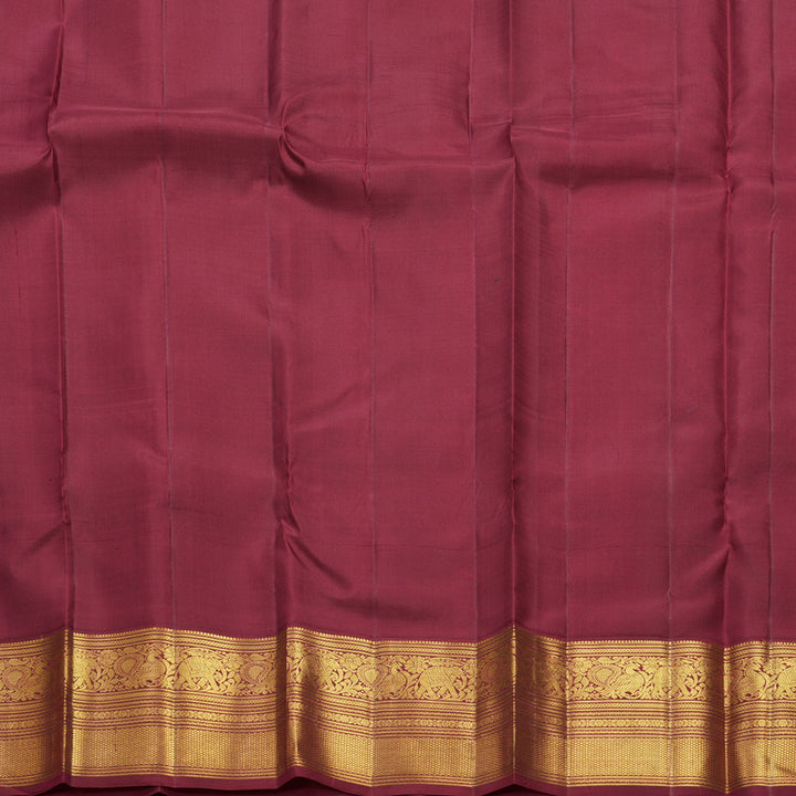 Hayagrivas Handloom Bottle Green Kanjivaram Silk Saree with Maroon Border KBF605G1-3
