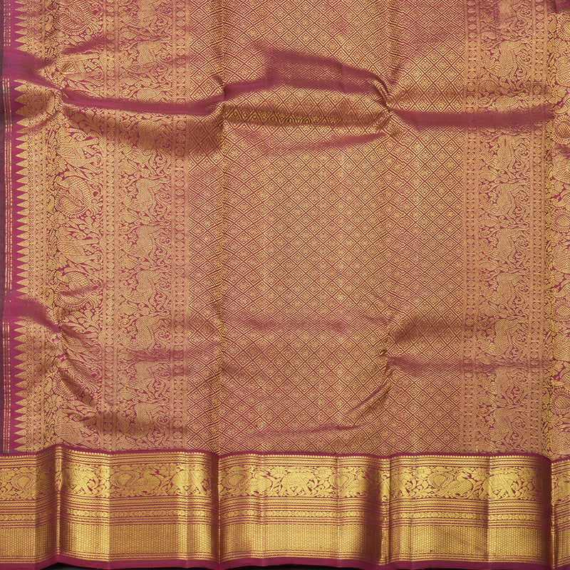 Hayagrivas Handloom Bottle Green Kanjivaram Silk Saree with Maroon Border KBF605G1-3