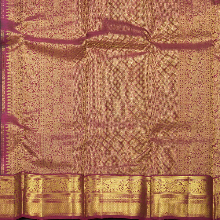 Hayagrivas Handloom Bottle Green Kanjivaram Silk Saree with Maroon Border KBF605G1-3