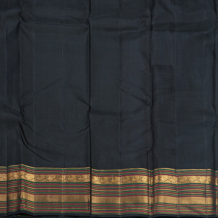 Hayagrivas Handloom Mustard Yellow Kanjivaram Silk Saree with Black Border KBF605G1-4