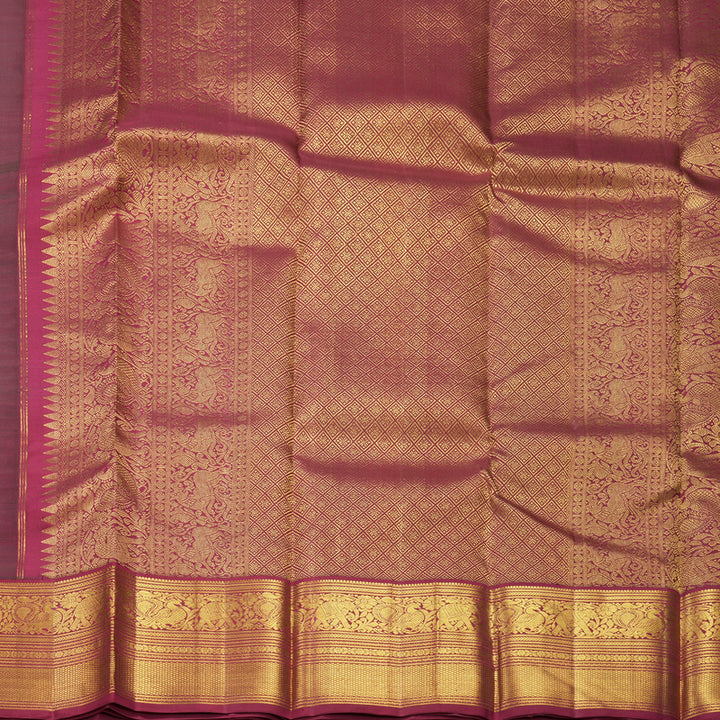 Hayagrivas Handloom Bottle Green Kanjivaram Silk Saree with Maroon Border KBF605G1-5