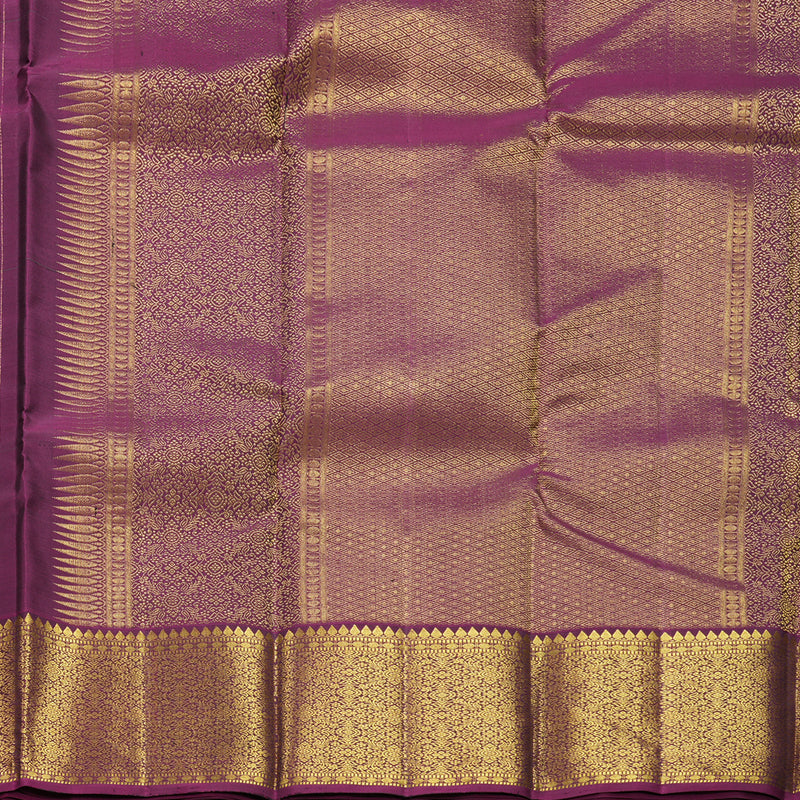 Hayagrivas Handloom Fluorescent Green Kanjivaram Silk Saree with Purple Border KBF605G1-6