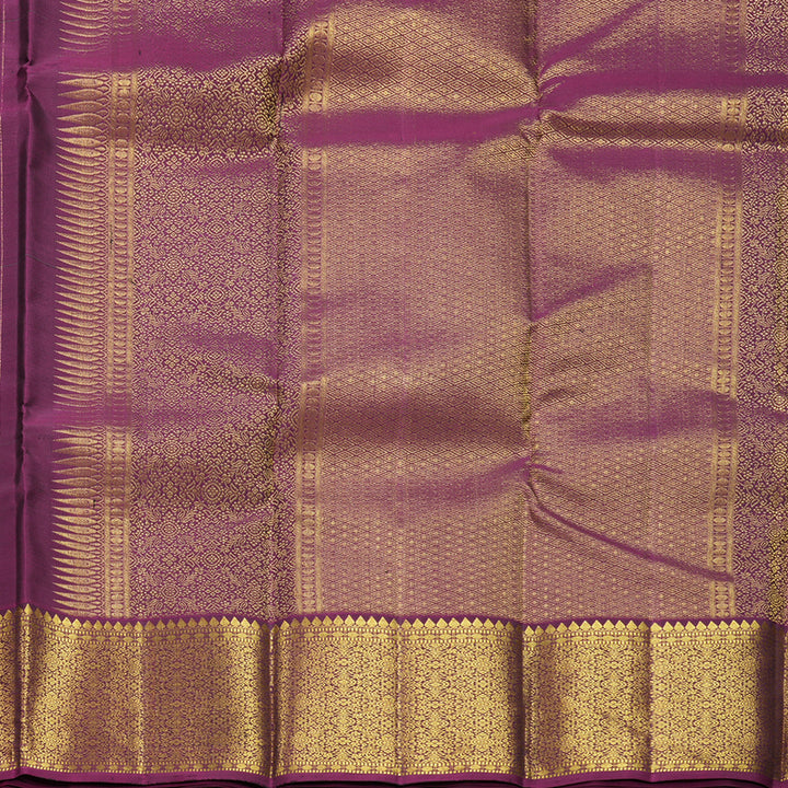 Hayagrivas Handloom Fluorescent Green Kanjivaram Silk Saree with Purple Border KBF605G1-6