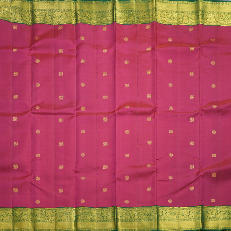 Hayagrivas Handloom Pink Kanjivaram Silk Saree with Dark Green Border KBF605G1-7