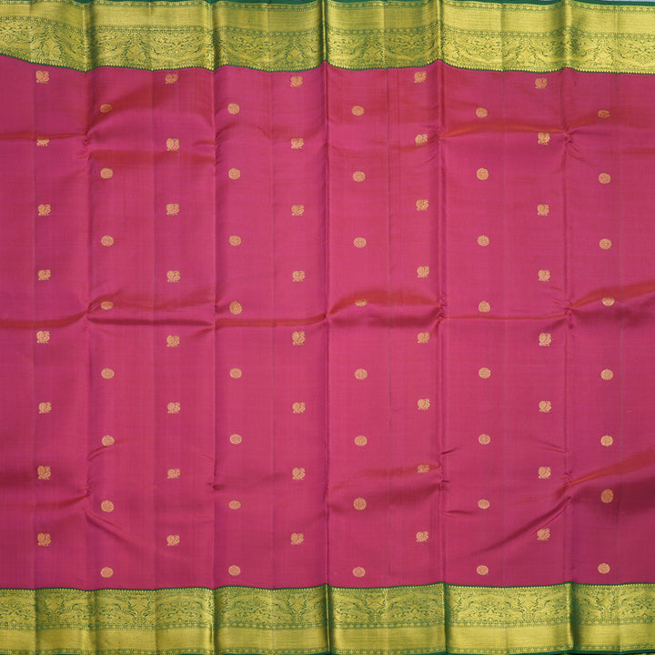 Hayagrivas Handloom Pink Kanjivaram Silk Saree with Dark Green Border KBF605G1-7