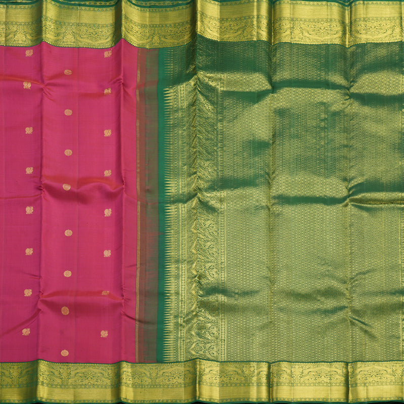 Hayagrivas Handloom Pink Kanjivaram Silk Saree with Dark Green Border KBF605G1-7
