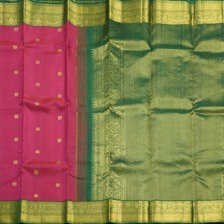Hayagrivas Handloom Pink Kanjivaram Silk Saree with Dark Green Border KBF605G1-7