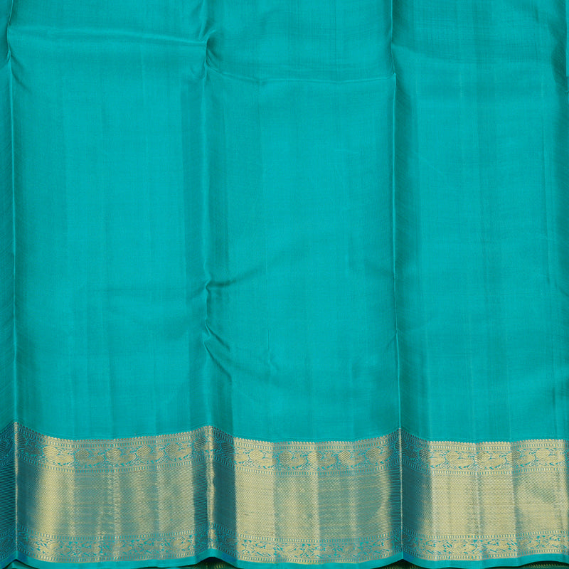 Hayagrivas Handloom Sampanga Green Kanjivaram Silk Saree with Teal Green Border KBF605G1-8