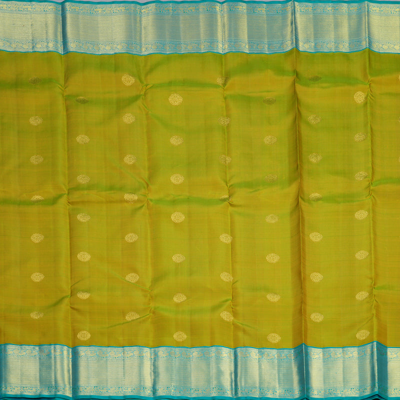 Hayagrivas Handloom Sampanga Green Kanjivaram Silk Saree with Teal Green Border KBF605G1-8