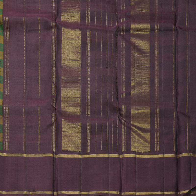 Hayagrivas Handloom Green & Yellow Checks Kanjivaram Silk Saree KBF605G2-2