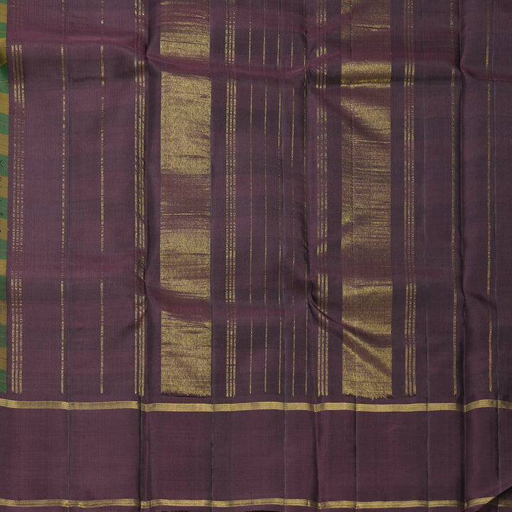 Hayagrivas Handloom Green & Yellow Checks Kanjivaram Silk Saree KBF605G2-2