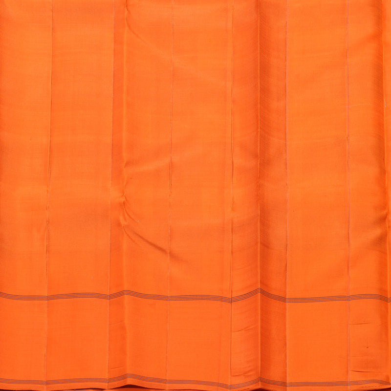 Hayagrivas Handloom Black &amp; White Checks Kanjivaram Silk Saree with Orange Border KBF605G2-3