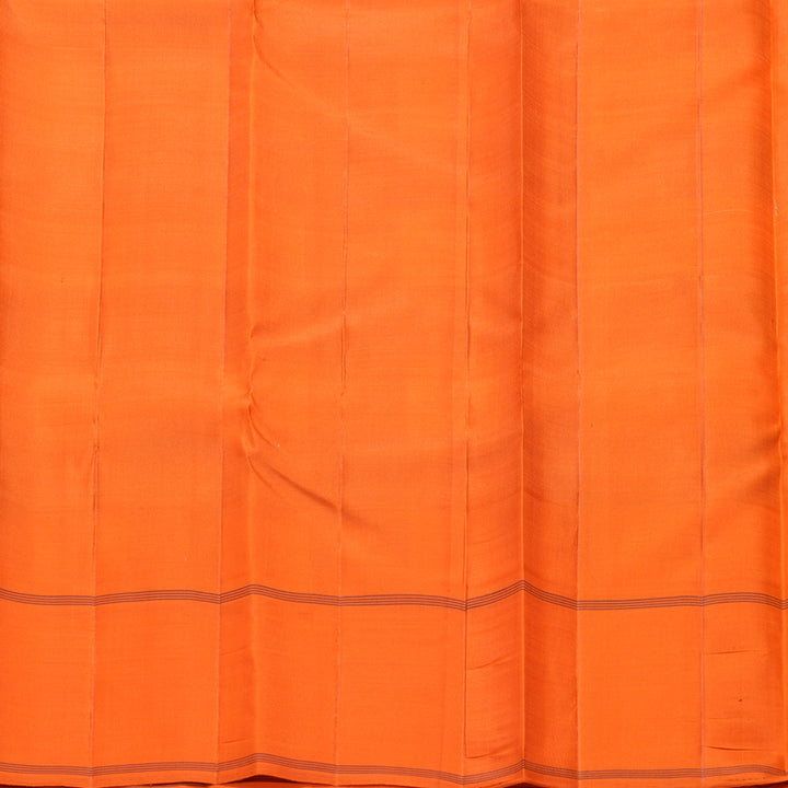 Hayagrivas Handloom Black &amp; White Checks Kanjivaram Silk Saree with Orange Border KBF605G2-3