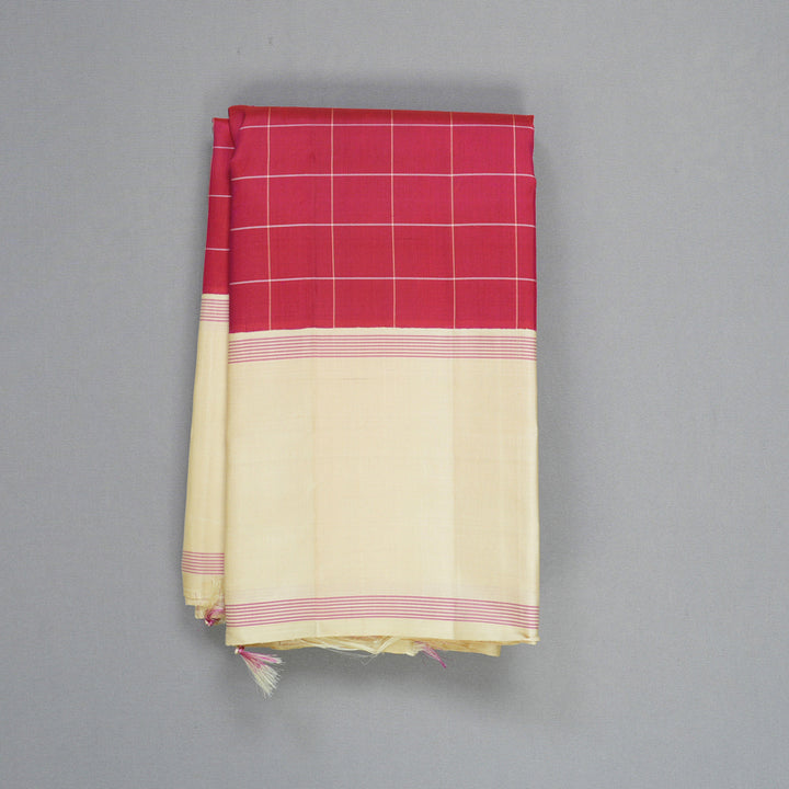 Hayagrivas Handloom Pink Kanjivaram Silk Saree with Beige Border KBF605G2-4