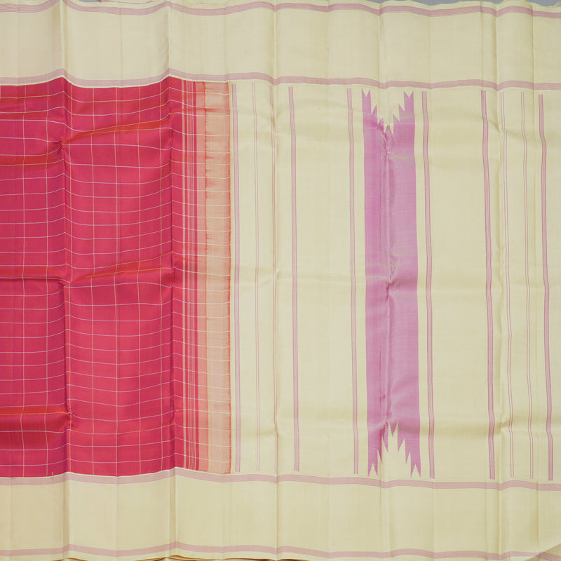Hayagrivas Handloom Pink Kanjivaram Silk Saree with Beige Border KBF605G2-4