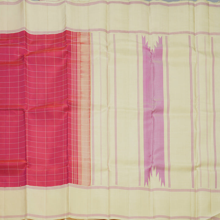 Hayagrivas Handloom Pink Kanjivaram Silk Saree with Beige Border KBF605G2-4