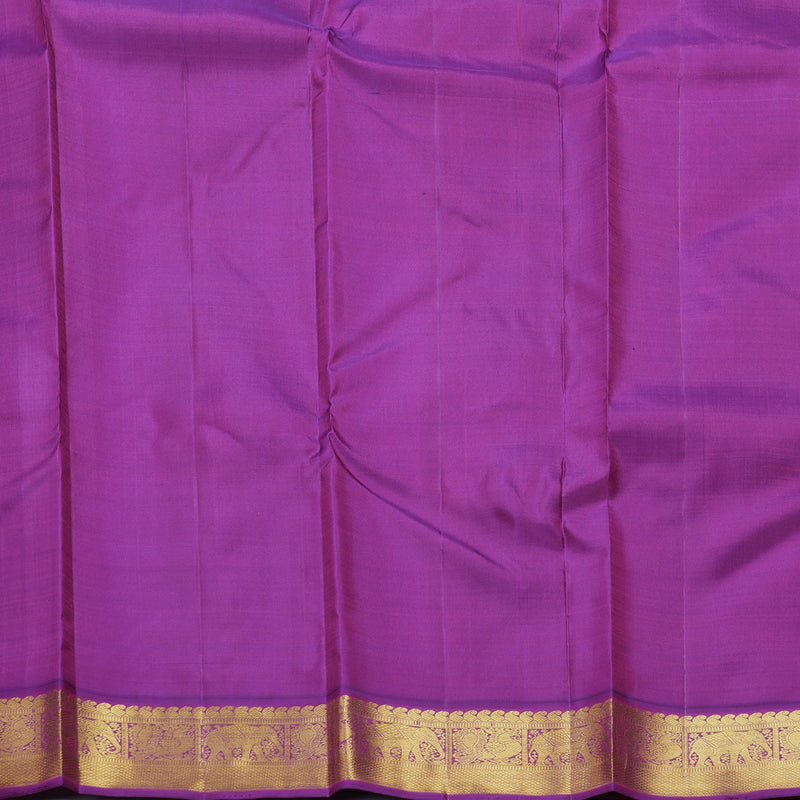 Hayagrivas Handloom Fluorescent Green Kanjivaram Silk Saree with Purple Border KBF605G3-1