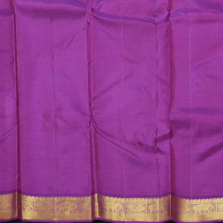 Hayagrivas Handloom Fluorescent Green Kanjivaram Silk Saree with Purple Border KBF605G3-1