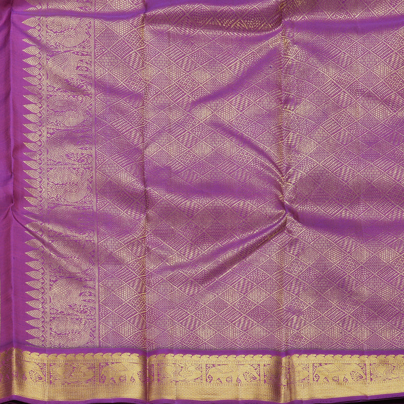 Hayagrivas Handloom Fluorescent Green Kanjivaram Silk Saree with Purple Border KBF605G3-1